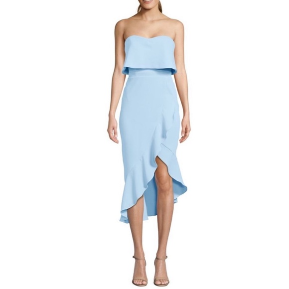 XSCAPE Strapless Ruffle‎ Flounce Light Blue Dress 12 - Picture 1 of 7